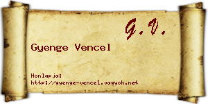 Gyenge Vencel névjegykártya